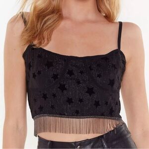 Super Cute Cropped Black Star Tank with Metal Tassels (Reputation Era)